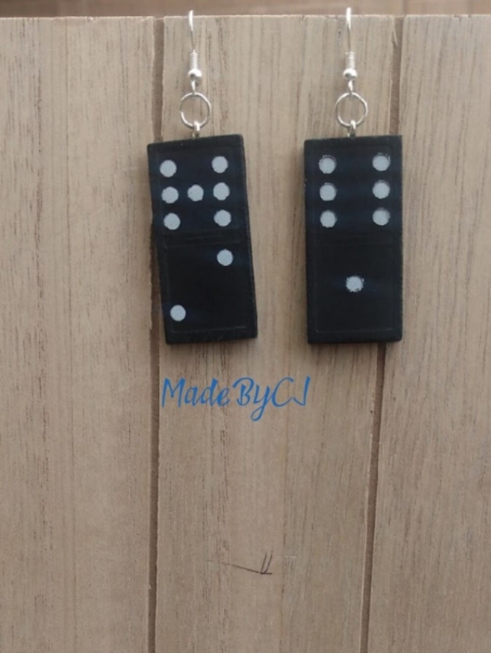 🖼️Hand Crafted Domino Wooden Game Piece Earrings upcycled